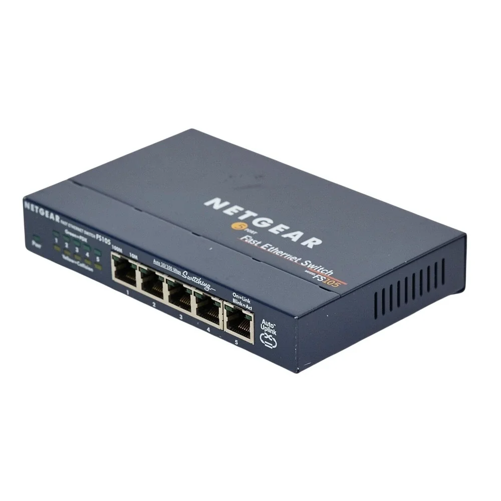 NETGEAR FS105 5 Port Fast Ethernet Network Switch with Power Adapter